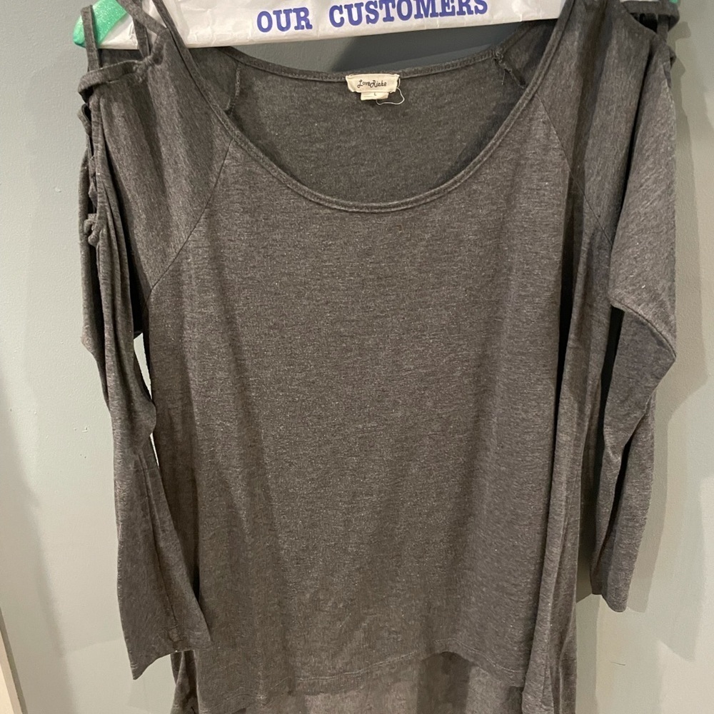 Love Riche L lattice cold shoulder top